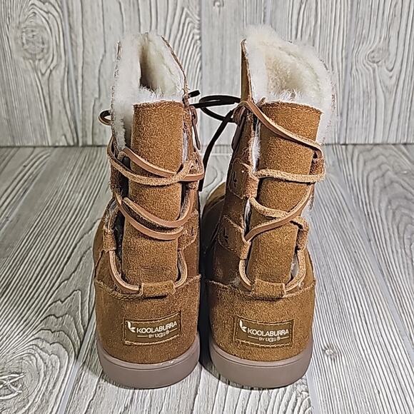 Koolaburra by UGG Shazi Short Chestnut Leather Boots Women Size 6 - Picture 5 of 14